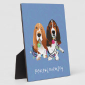 Basset Hound Peace Liebe Freude Weihnachtsdesign Fotoplatte (Seite)