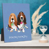 Basset Hound Peace Liebe Freude Weihnachtsdesign Fotoplatte (Seite)