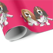 Basset Hound Peace Liebe Freude Weihnachtsdesign Geschenkpapier (Rolleneckpunkt)