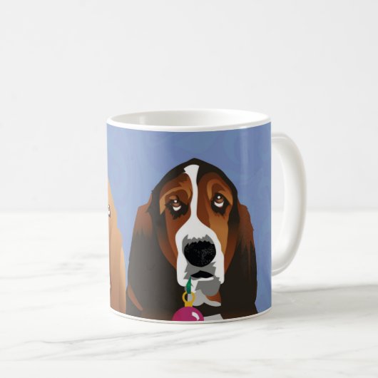 Basset Hound Peace Liebe Freude Weihnachtsdesign Kaffeetasse (VorderseiteRechts)