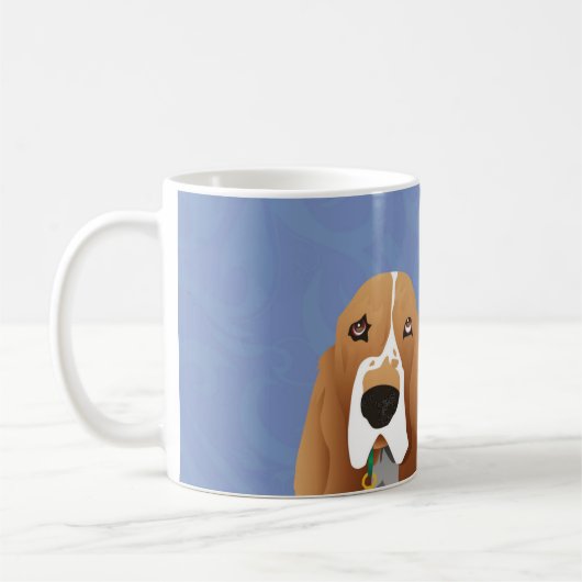 Basset Hound Peace Liebe Freude Weihnachtsdesign Kaffeetasse (Links)