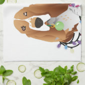 Basset Hound Peace Liebe Freude Weihnachtsdesign Küchentuch (Gefaltet)