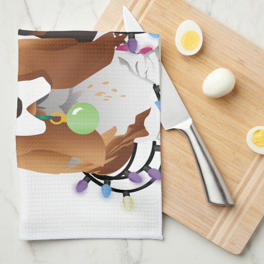 Basset Hound Peace Liebe Freude Weihnachtsdesign Küchentuch (Viertel Falte)