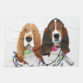Basset Hound Peace Liebe Freude Weihnachtsdesign Küchentuch (Horizontal)