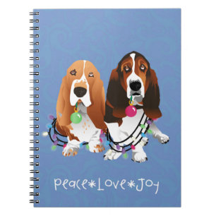 Basset Hound Peace Liebe Freude Weihnachtsdesign Notizblock