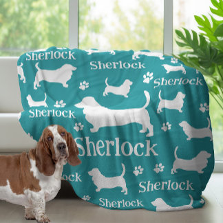 Basset Hound Personalisiert Hund Blanket Aquamarin Fleecedecke