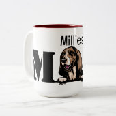 Basset Hound Personalisiert Peeking Mama Zweifarbige Tasse (Vorderseite Links)