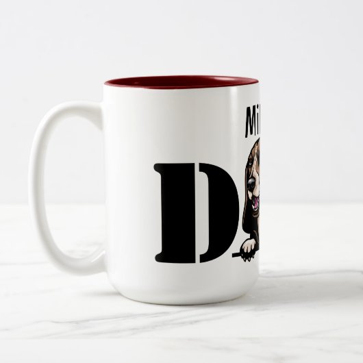 Basset Hound Personalisiert Peeking Vater Zweifarbige Tasse (Links)