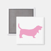 Basset Hound (pink) Magnet (Vorderseite/Rückseite)
