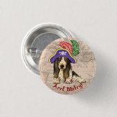 Basset Hound Pirate Button (Vorne & Hinten)