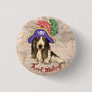 Basset Hound Pirate Button