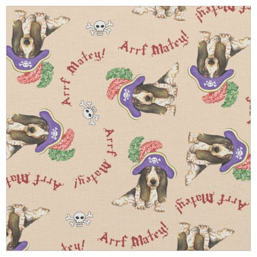 Basset Hound Pirate Fabric Stoff (Nahaufnahme)