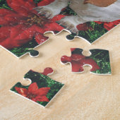 Basset Hound-Poinsettia-Weihnachten Puzzle (Seite)
