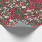 Basset Hound-Poinsettia-WeihnachtsPackpapier Geschenkpapier (Ecke)