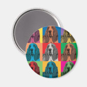 Basset Hound Pop-Art Magnet (Vorderseite/Rückseite)