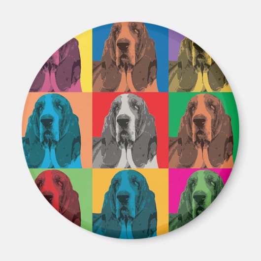 Basset Hound Pop-Art Magnet (Vorne)