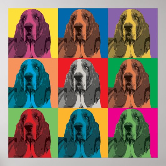 Basset Hound Pop-Art-Poster Poster (Vorne)