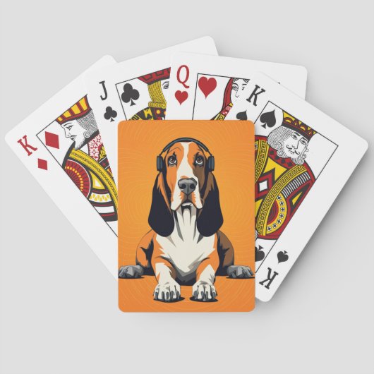 Basset Hound Pop Art Retro & Laid Back Design Spielkarten (Rückseite)