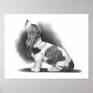 BASSET HOUND POSTER: PENCIL REALISM ART POSTER