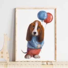 Basset Hound Print | Basset Hound Aquarell Print Poster