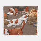 Basset Hound Pumpkin Harvest Pattern Fleecedecke (Vorderseite (Horizontal))