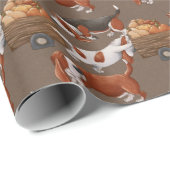 Basset Hound Pumpkin Harvest Pattern Geschenkpapier (Rolleneckpunkt)