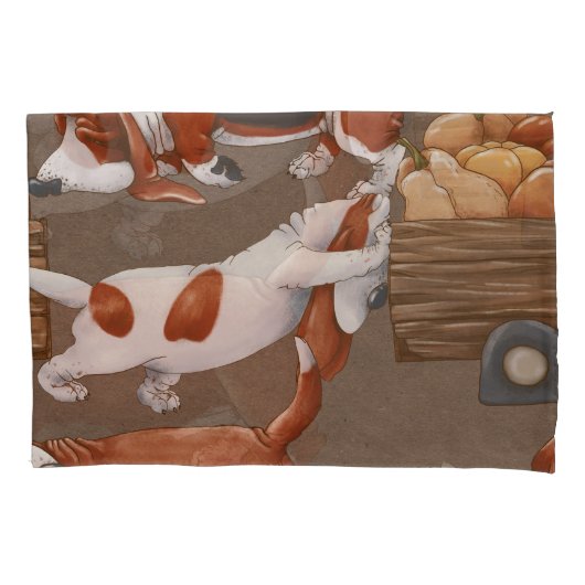 Basset Hound Pumpkin Harvest Pattern Kissenbezug (Vorderseite)