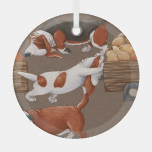 Basset Hound Pumpkin Harvest Pattern Ornament Aus Glas