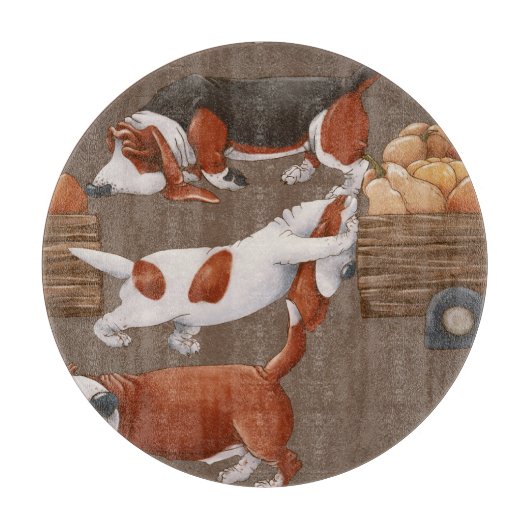 Basset Hound Pumpkin Harvest Pattern Schneidebrett (Vorderseite)