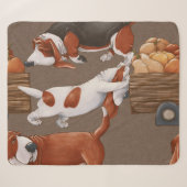 Basset Hound Pumpkin Harvest Pattern Sherpadecke (Vorderseite (Horizontal))