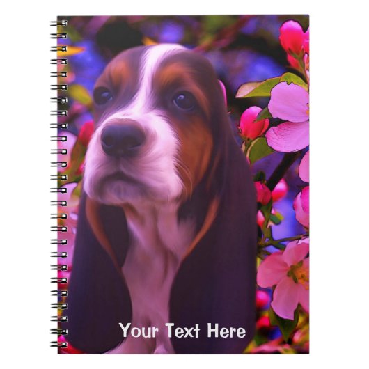 Basset Hound Puppy Fantasy Dog Art Notebook Notizblock (Vorderseite)