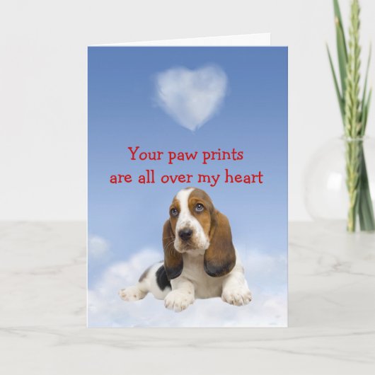 Basset Hound Puppy Liebe Card Feiertagskarte (Vorderseite)
