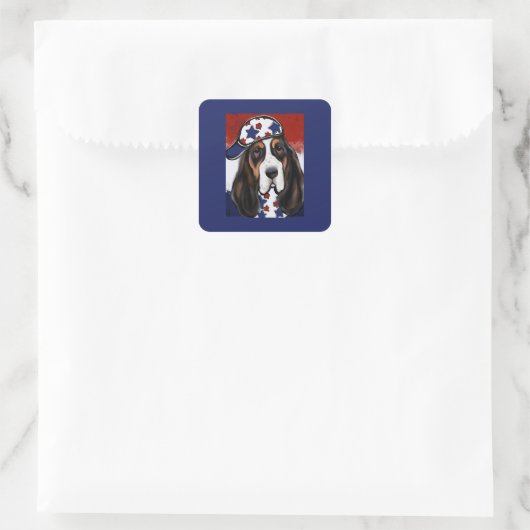 Basset Hound Quadratischer Aufkleber (Tasche)