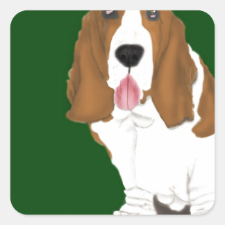 Basset Hound Quadratischer Aufkleber