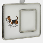 Basset Hound Rahmen-Ornament Silber (Rechts)