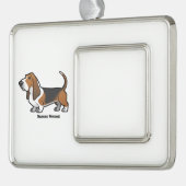 Basset Hound Rahmen-Ornament Silber (Links)