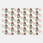Basset Hound Red Berry Holly Weihnachten Geschenkpapier Set (Vorderseite)