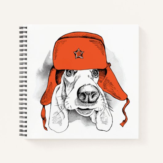 Basset Hound | Red Ushanka Hat Notizblock (Vorderseite)
