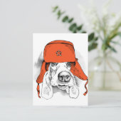 Basset Hound | Red Ushanka Hat Postkarte (Stehend Vorderseite)