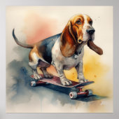 Basset Hound Reiten Skateboard Poster (Vorne)