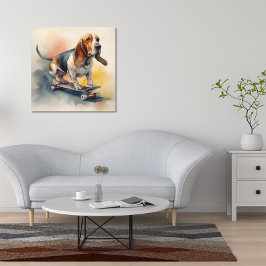 Basset Hound Reiten Skateboard Poster