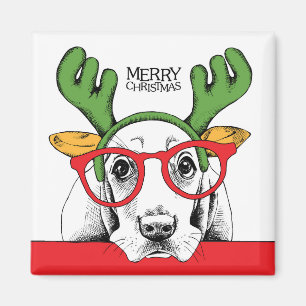 Basset Hound Rentier Magnet
