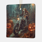 Basset Hound Riding Motorrad Halloween Beängstigen Keramikornament (Links)