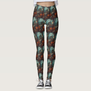 Basset Hound Riding Motorrad Halloween Beängstigen Leggings
