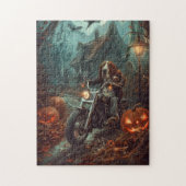Basset Hound Riding Motorrad Halloween Beängstigen Puzzle (Vertikal)