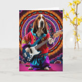 Basset Hound Rock Star Card Karte (Gelbe Blume)