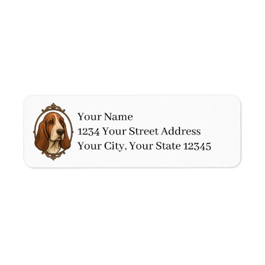 Basset Hound Rücksendeetiketten (Vorne)