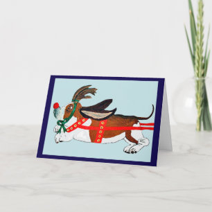 Basset Hound Rudolph das Rotnasen-Rentier Karte
