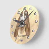 Basset Hound Runde Wanduhr (Winkel)