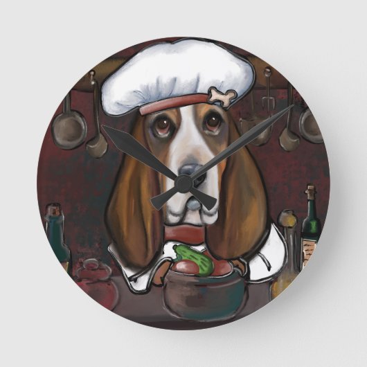 BASSET HOUND RUNDE WANDUHR (Vorderseite)